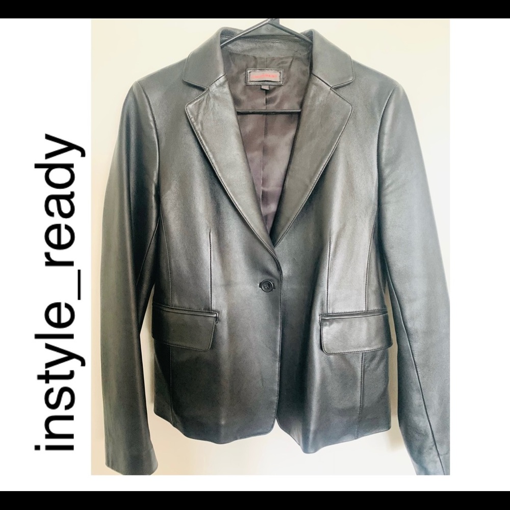Classic Opart Leather Black Blazer/Jacket